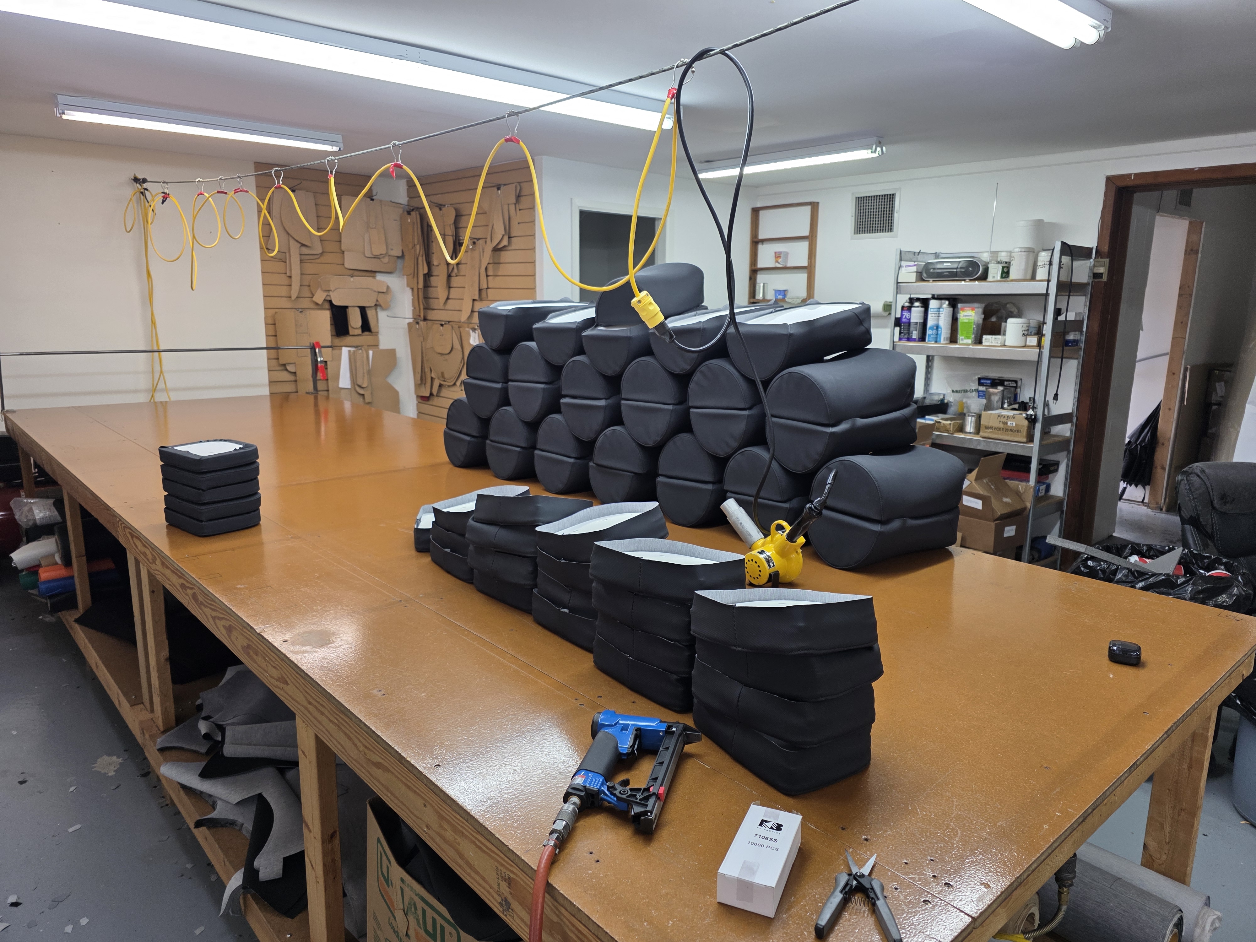 Large production batch of upholstered components